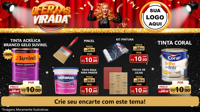 Modelo de TV para TV Horizontal com o tema Ofertas da Virada para Tintas e Ferramentas