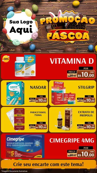 Modelo de TV para TV Vertical com o tema Promoção Páscoa para Farmácia