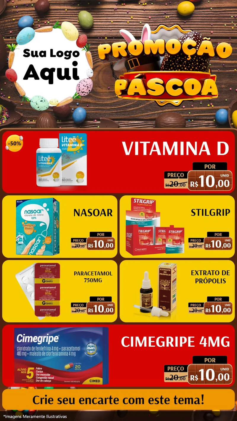 Modelo de TV para TV Vertical com o tema Promoção Páscoa para Farmácia