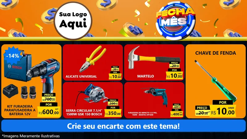 Modelo de TV para TV Horizontal com o tema Fecha Mês para Maquinas e Ferramentas