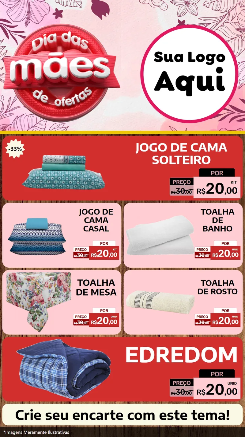 Modelo de TV para TV Vertical com o tema Dia Das Mães De Ofertas para Cama, Mesa e Banho