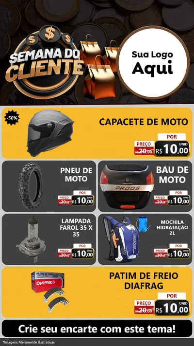Modelo de TV para TV Vertical com o tema Semana do Cliente para Moto peças