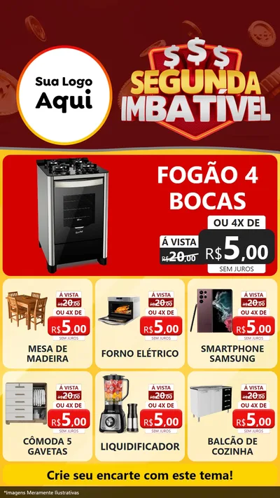 Modelo de Rede Social para Stories com o tema Segunda Imbatível para Móveis e Eletro