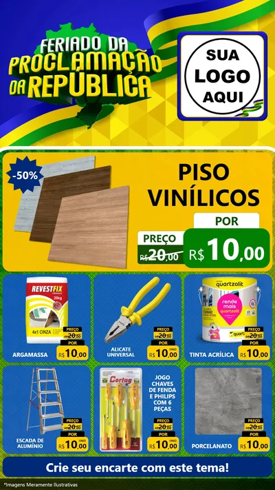 Modelo de Rede Social para Stories com o tema Feriado da Proclamação da República para Material para Construção