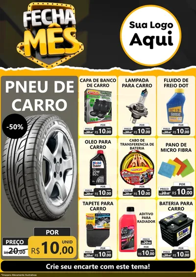 Modelo de Encarte para Encarte A4 Vertical com o tema Fecha Mês para Auto peças