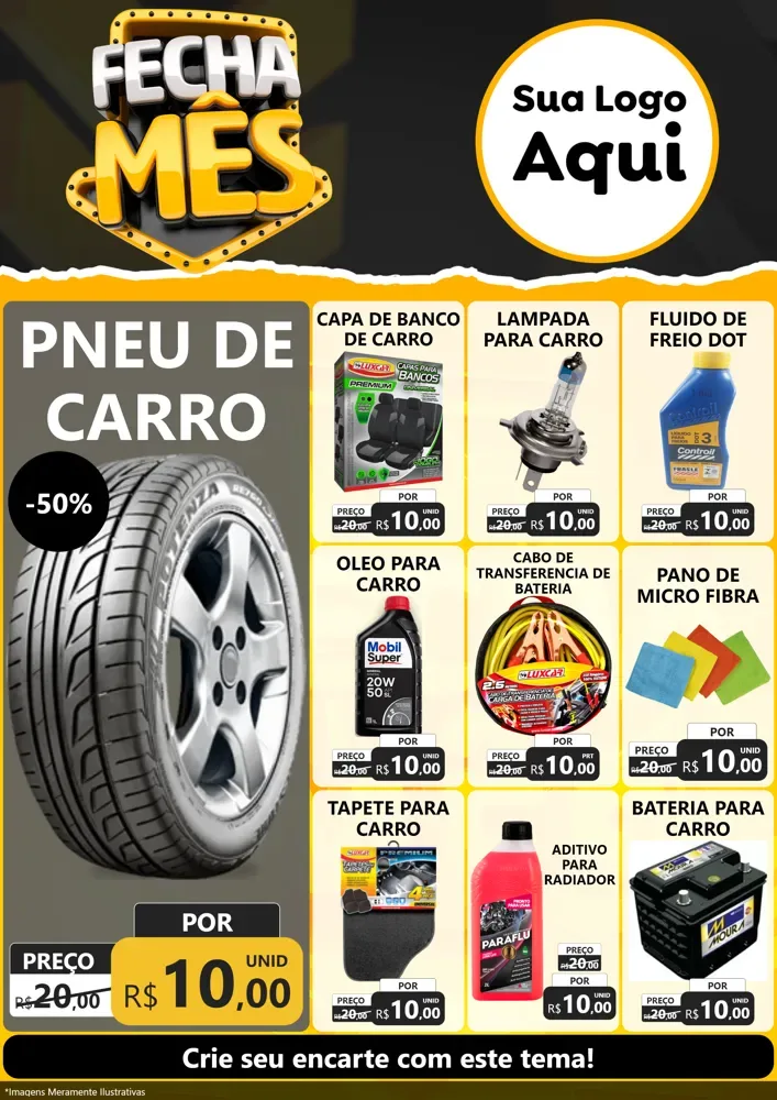 Modelo de Encarte para Encarte A4 Vertical com o tema Fecha Mês para Auto peças