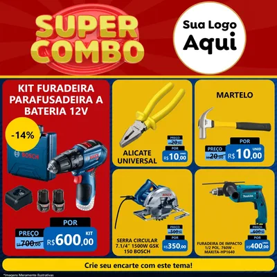 Modelo de Rede Social para Feed Facebook com o tema Super Combo para Maquinas e Ferramentas