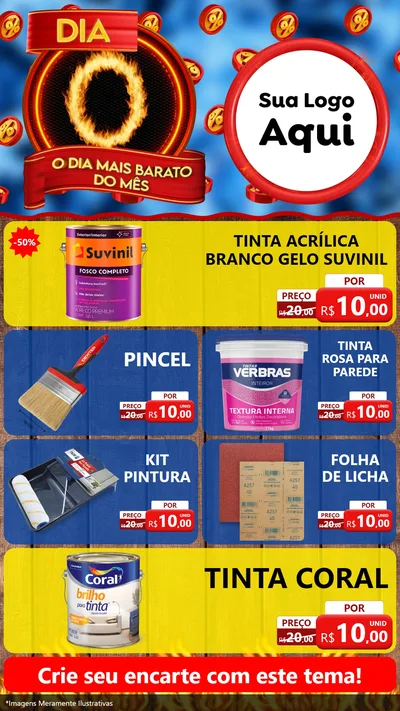 Modelo de TV para TV Vertical com o tema Dia O - O Dia Mais Barato Do Mês para Tintas e Ferramentas