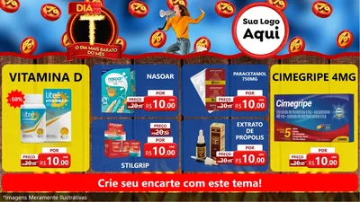 Modelo de TV para TV Horizontal com o tema Dia T - O Dia Mais Barato Do Mês para Farmácia