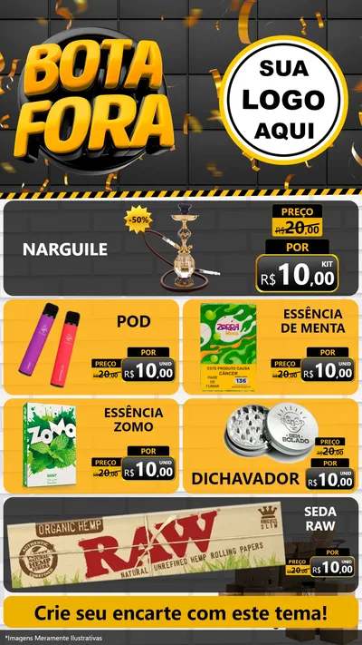 Modelo de TV para TV Vertical com o tema Bota Fora para Tabacaria