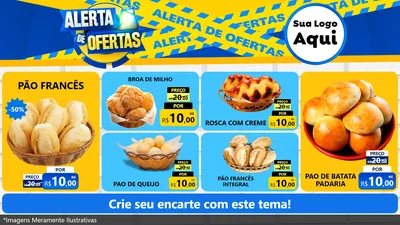 Modelo de TV para TV Horizontal com o tema Alerta de Ofertas para Padaria