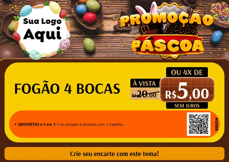 Modelo de Cartaz para Cartaz A4 Horizontal com o tema Promoção Páscoa para Móveis e Eletro