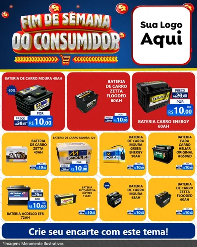Modelo de Rede Social para Feed Instagram com o tema Fim de Semana do Consumidor para Baterias Elétricas