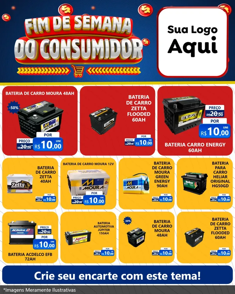 Modelo de Rede Social para Feed Instagram com o tema Fim de Semana do Consumidor para Baterias Elétricas