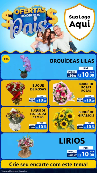 Modelo de TV para TV Vertical com o tema Ofertas do Dia dos Pais para Floricultura e jardim