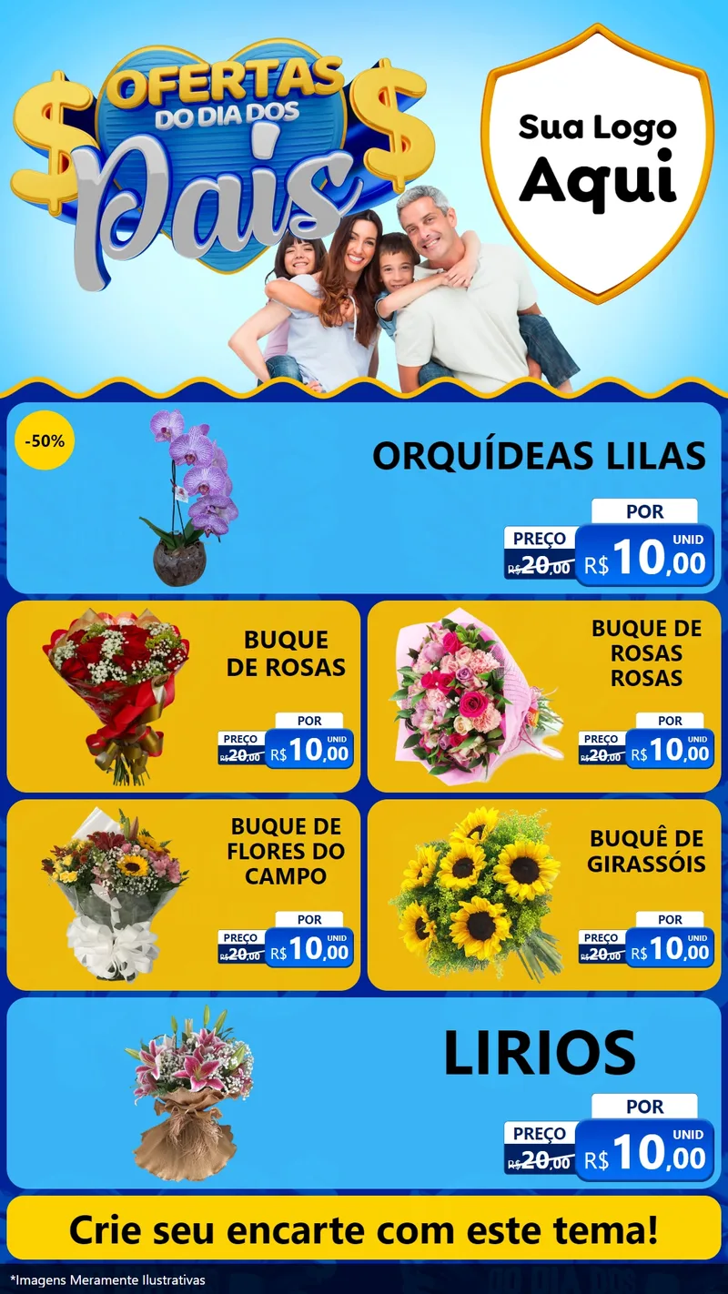 Modelo de TV para TV Vertical com o tema Ofertas do Dia dos Pais para Floricultura e jardim