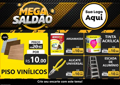 Modelo de Encarte para Encarte A4 Horizontal com o tema Mega Saldão para Material para Construção
