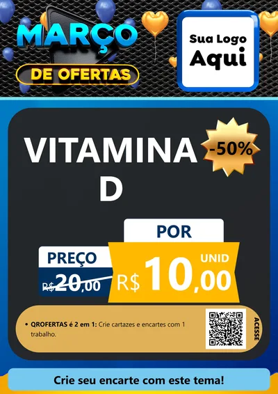 Modelo de Cartaz para Cartaz A4 Vertical com o tema Março de Ofertas para Farmácia