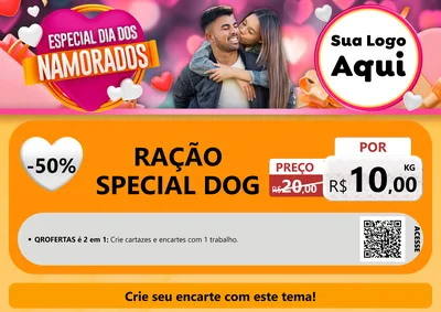Modelo de Cartaz para Cartaz A4 Horizontal com o tema Especial Dia dos Namorados para Pet Shop