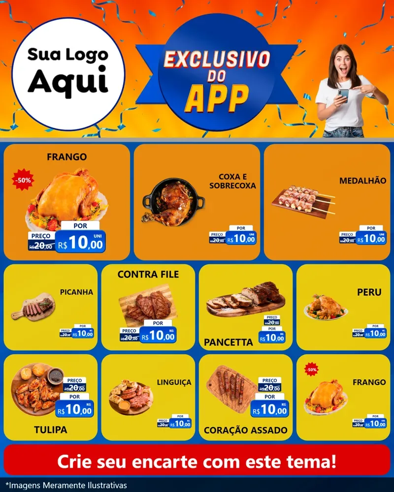 Modelo de Rede Social para Feed Instagram com o tema Exclusivo do Aplicativo para Assados