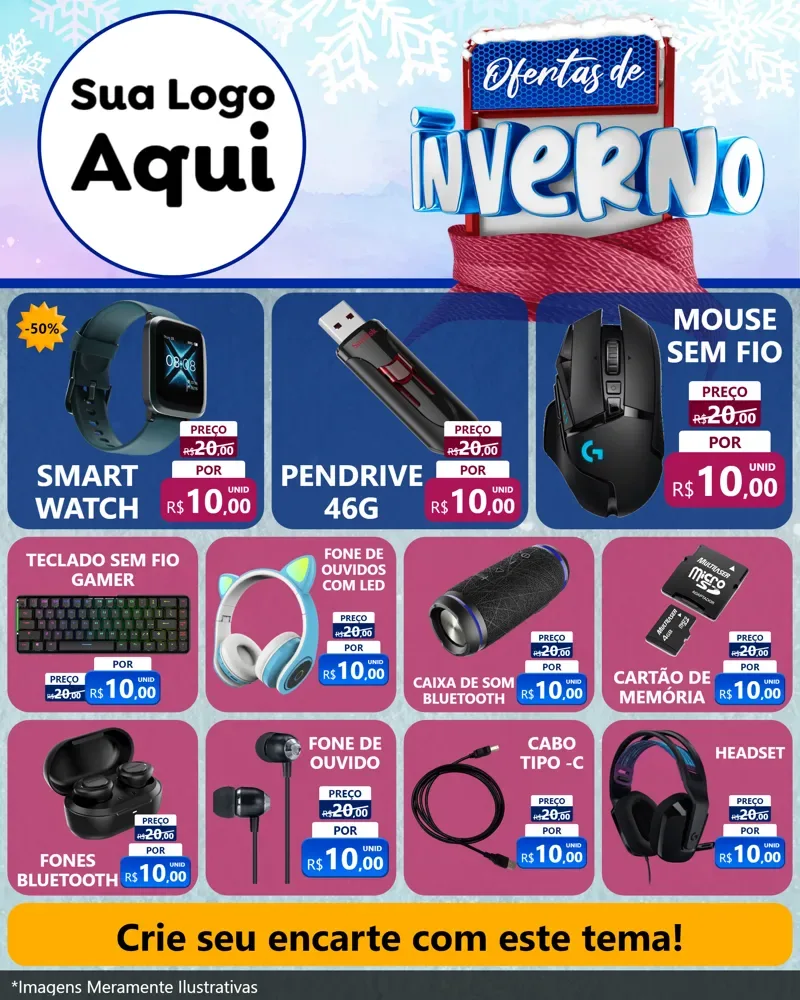 Modelo de Rede Social para Feed Instagram com o tema Ofertas de Inverno para Informática