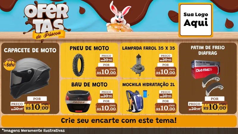 Modelo de TV para TV Horizontal com o tema Ofertas de Páscoa para Moto peças