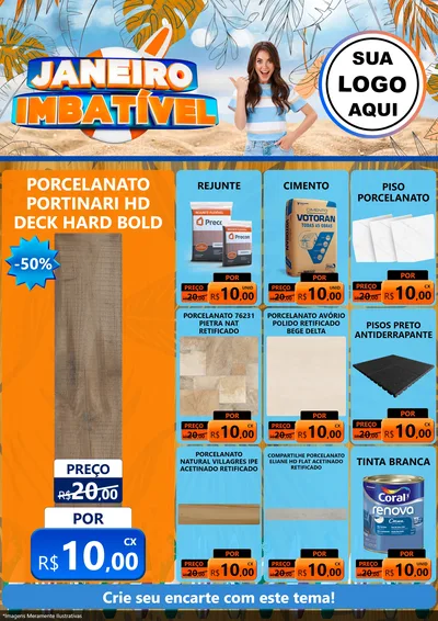 Modelo de Encarte para Encarte A4 Vertical com o tema Janeiro Imbatível para Pisos e revestimentos