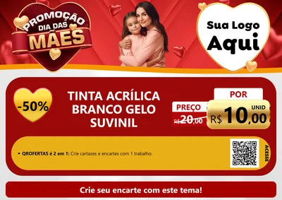 Modelo de Cartaz para Cartaz A4 Horizontal com o tema Promoção Dia das Mães para Tintas e Ferramentas