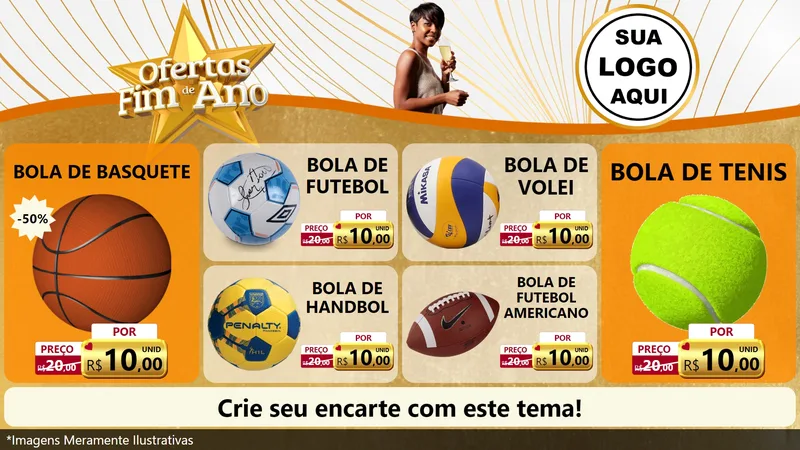 Modelo de TV para TV Horizontal com o tema Ofertas Fim de Ano para Artigos Esportivos