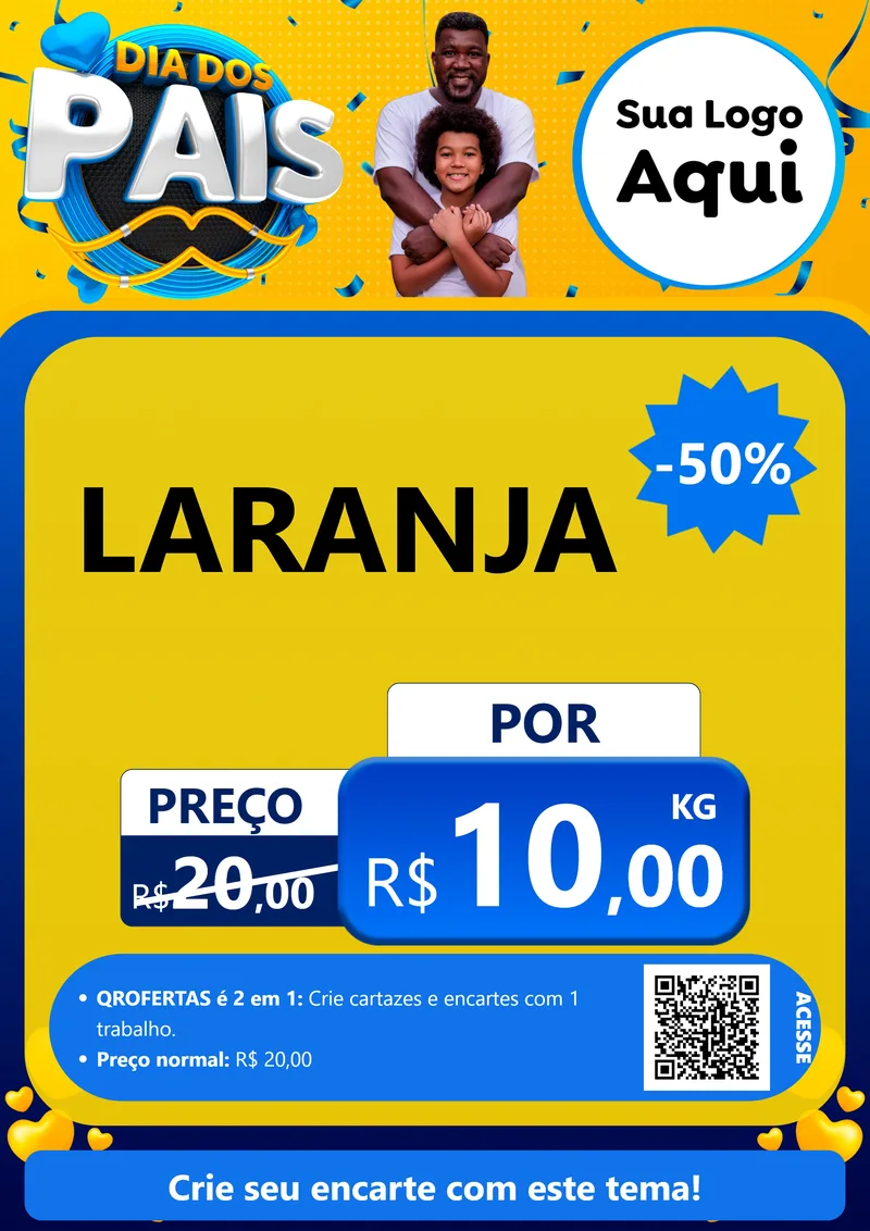 Modelo de Cartaz para Cartaz A4 Vertical com o tema Dia dos Pais para Hortifrúti