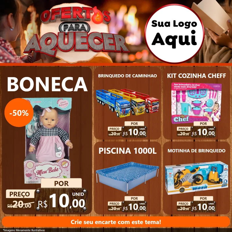Modelo de Rede Social para Feed Facebook com o tema Ofertas Para Aquecer para Brinquedos