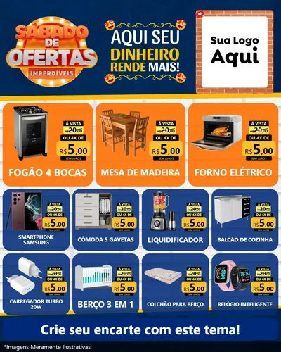 Modelo de Rede Social para Feed Instagram com o tema Sábado de Ofertas Imperdíveis para Móveis e Eletro