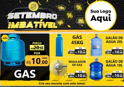 Modelo de Encarte para Encarte A4 Horizontal com o tema Setembro Imbatível para Água e gás
