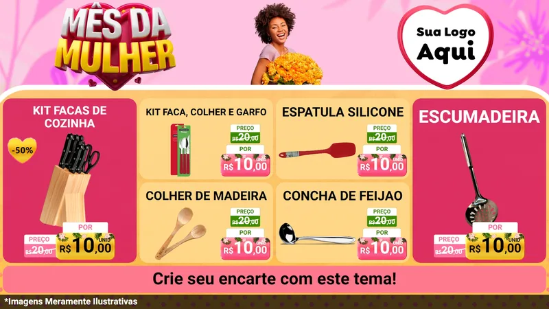 Modelo de TV para TV Horizontal com o tema Mês da Mulher para Utilidades Domésticas