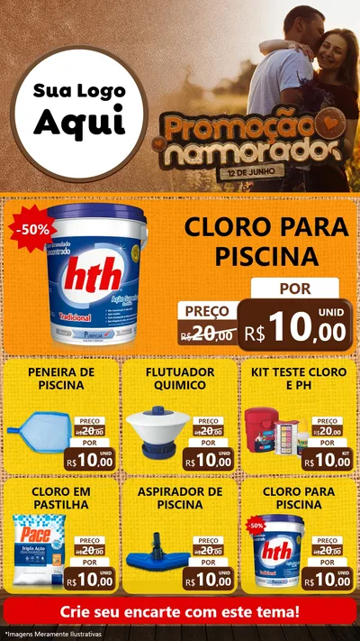 Modelo de Rede Social para Stories com o tema Promoção Namorados para Produtos para Piscina