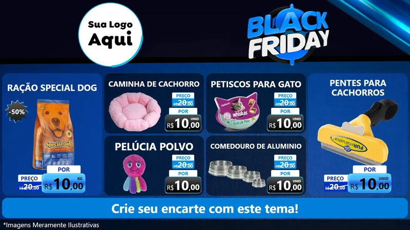 Modelo de TV para TV Horizontal com o tema Black Friday para Pet Shop