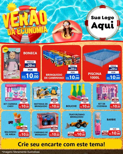 Modelo de Rede Social para Feed Instagram com o tema Verão da Economia para Brinquedos