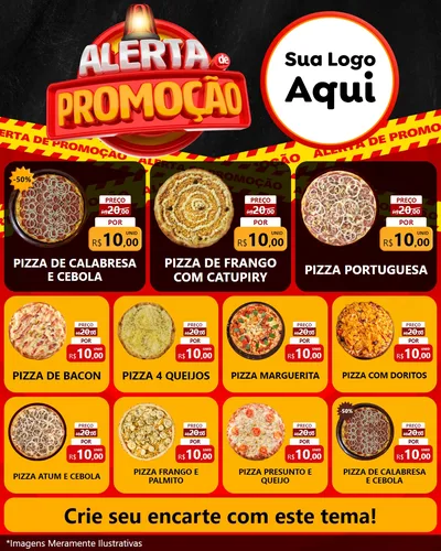 Modelo de Rede Social para Feed Instagram com o tema Alerta de Promoção para Pizzaria