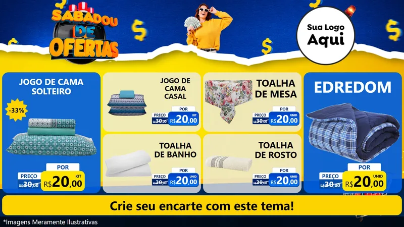 Modelo de TV para TV Horizontal com o tema Sabadou de Ofertas para Cama, Mesa e Banho