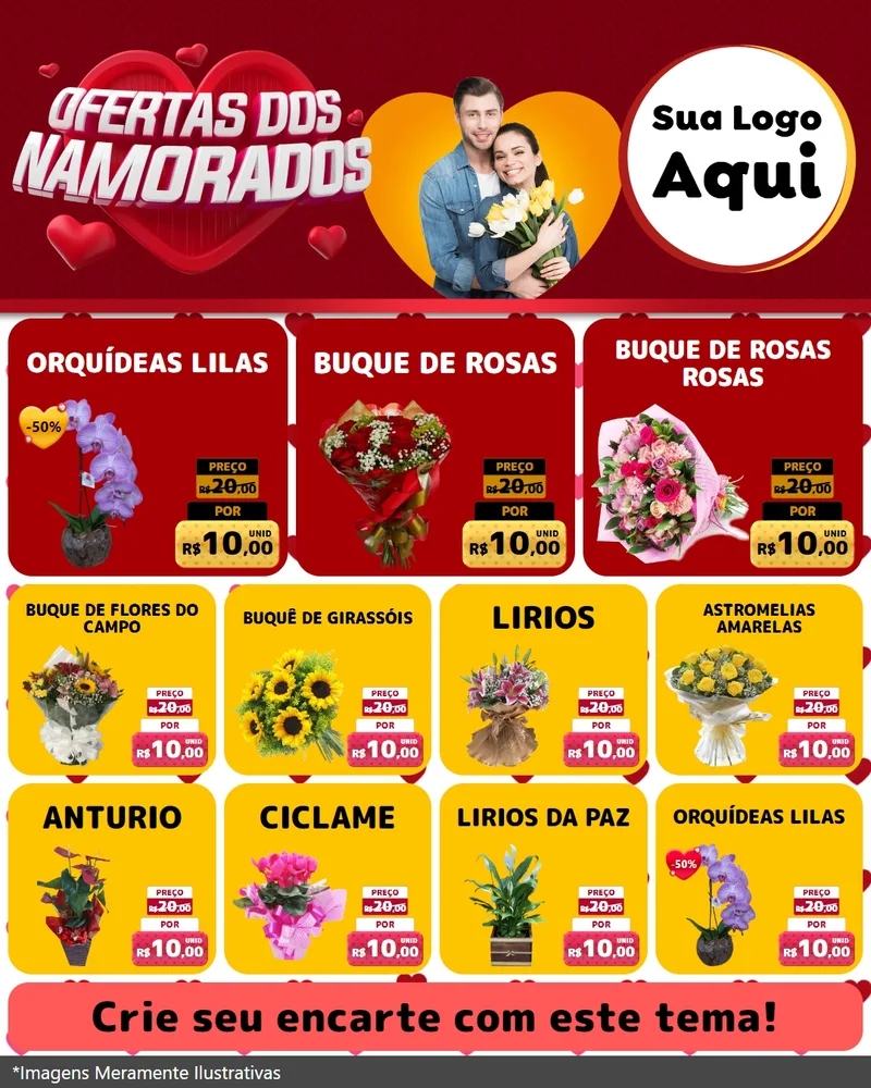 Modelo de Rede Social para Feed Instagram com o tema Ofertas Dos Namorados para Floricultura e jardim