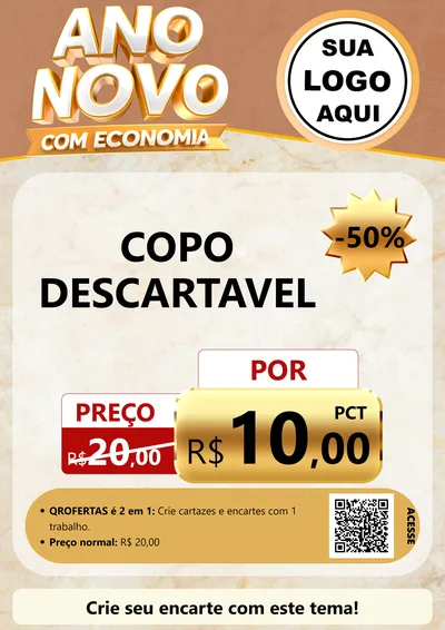 Modelo de Cartaz para Cartaz A4 Vertical com o tema Ano Novo Com Economia para Embalagens