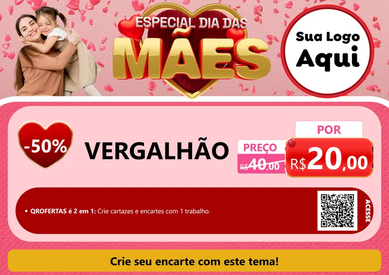 Modelo de Cartaz para Cartaz A4 Horizontal com o tema Especial Dia Das Mães para Ferragens
