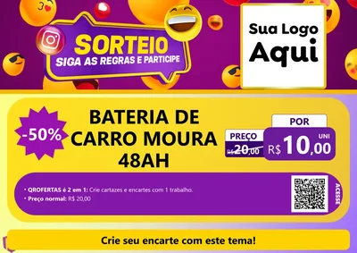 Modelo de Cartaz para Cartaz A4 Horizontal com o tema Sorteio para Baterias Elétricas