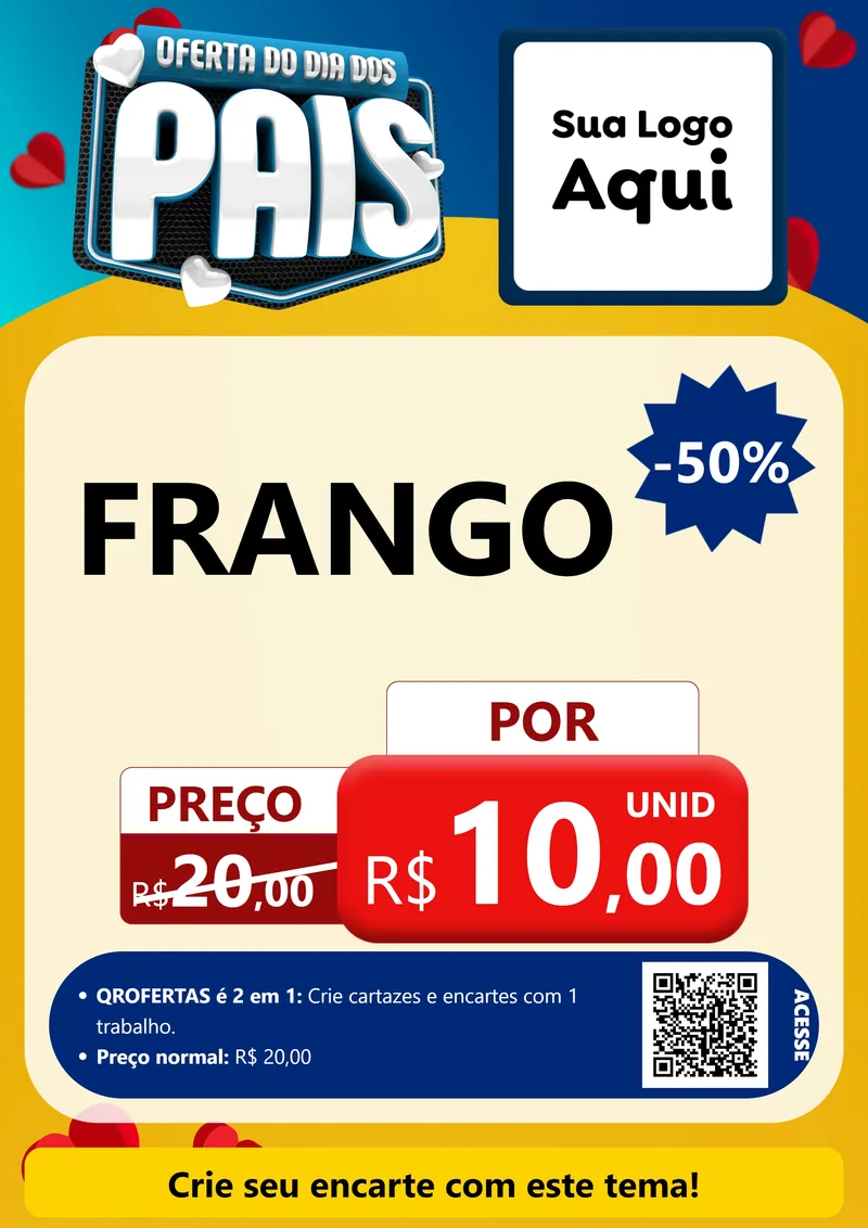 Modelo de Cartaz para Cartaz A4 Vertical com o tema Oferta Do Dia Dos Pais para Assados