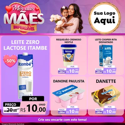 Modelo de Rede Social para Feed Facebook com o tema Mês das Mães Imperdível para Frios e Laticínios