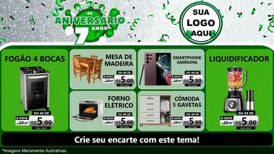 Modelo de TV para TV Horizontal com o tema Promoção de Aniversário - 7 Anos para Móveis e Eletro