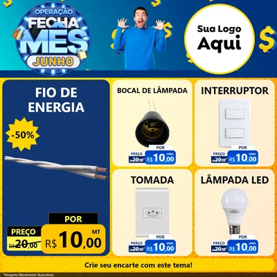 Modelo de Rede Social para Feed Facebook com o tema Operação Fecha Mês, Junho para Materiais Elétricos