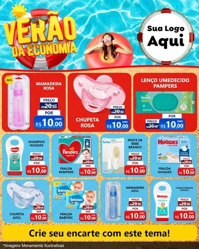 Modelo de Rede Social para Feed Instagram com o tema Verão da Economia para Bebês