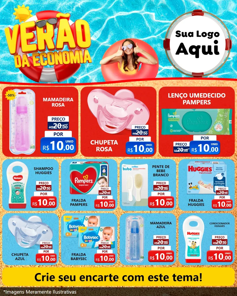 Modelo de Rede Social para Feed Instagram com o tema Verão da Economia para Bebês