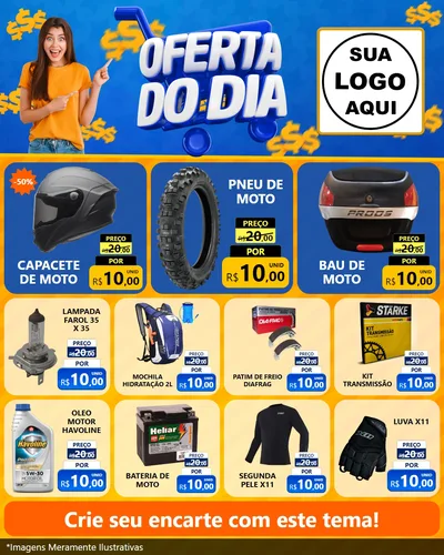 Modelo de Rede Social para Feed Instagram com o tema Oferta do Dia para Moto peças